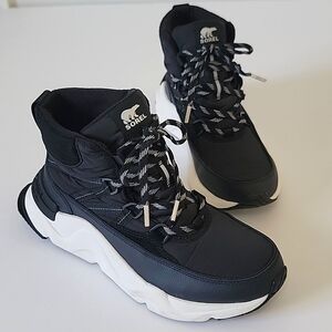 Sorel Women's Black Kinetic RNEGD Waterproof Winter Sneaker Snow Boots Size 10.5